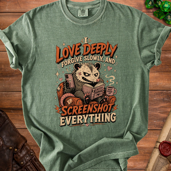 Petty Possum T-shirt in Moss