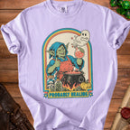 Purple t-shirt with a goblin making potions and the text "PROBABLY HEALING".