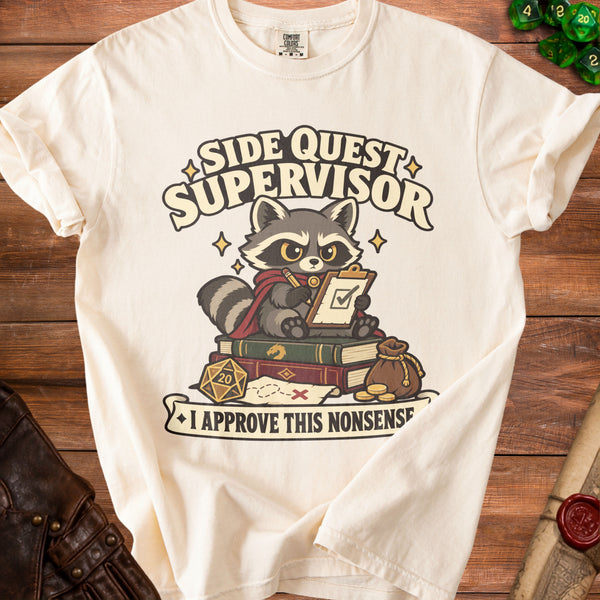 Side Quest Raccoon T-Shirt in Ivory