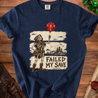 Skeleton holding a red d20 balloon over a castle, text reads "FAILED MY SAVE".