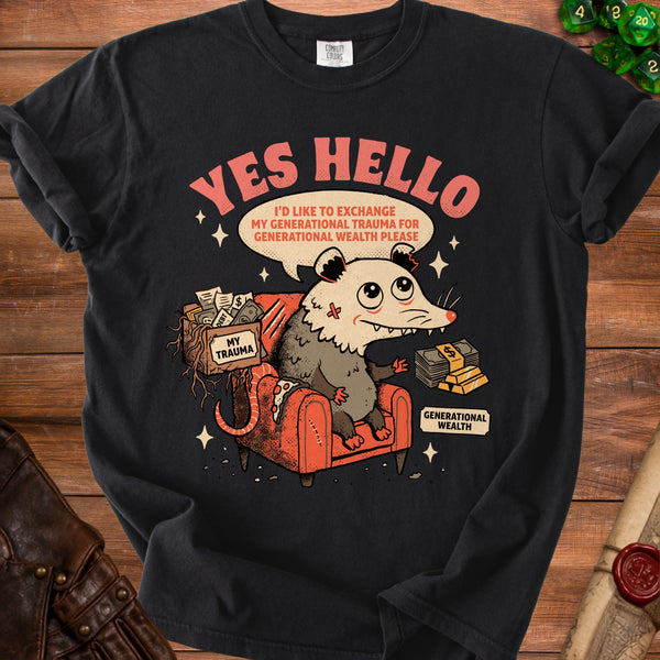 Yes Hello Trauma T-Shirt in Black