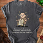 Dark grey t-shirt with animated NPC character and text reading "IMPORTANT -NPC- DO NOT STAB, ROB, OR KILL".