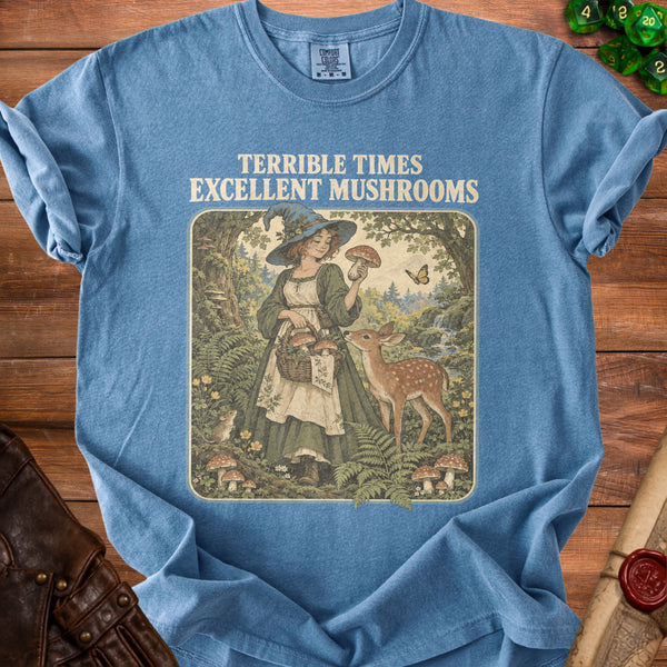 Mushroom Witch T-shirt in Blue Jean