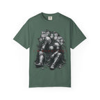 T-shirt with knight sitting by wall, text "I'M BURNT OUT".