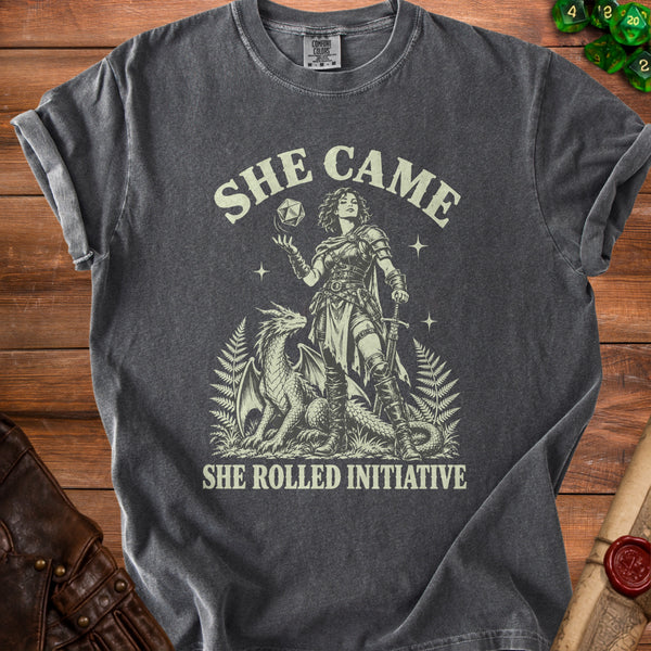 Rolled Initiative Claim Your Turn T-Shirt in Pepper