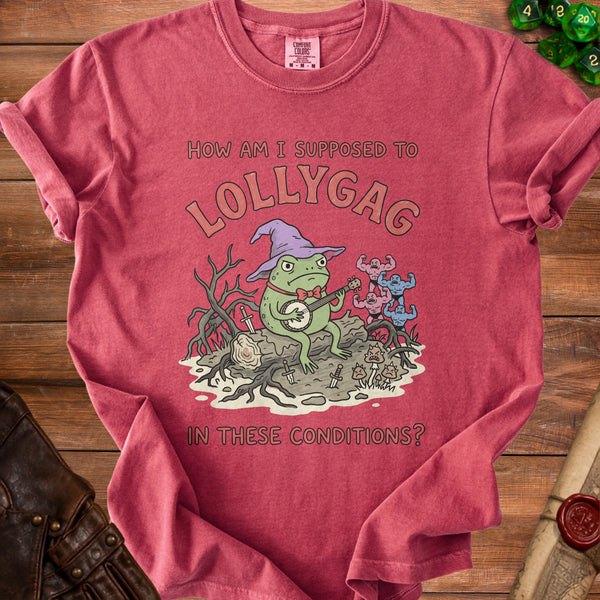 Lollygag Frog Wizard T-Shirt in Crimson
