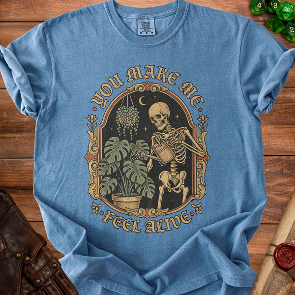 Alive Skeleton T-Shirt in Blue Jean