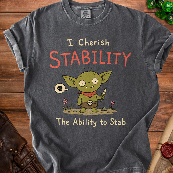 Goblin Stab Calm or Chaos T-Shirt in Pepper