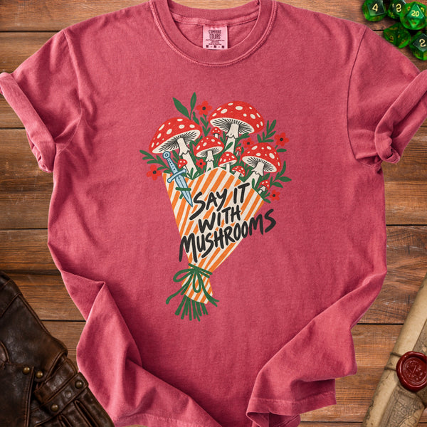 Mushroom Bouquet T-shirt in Crimson