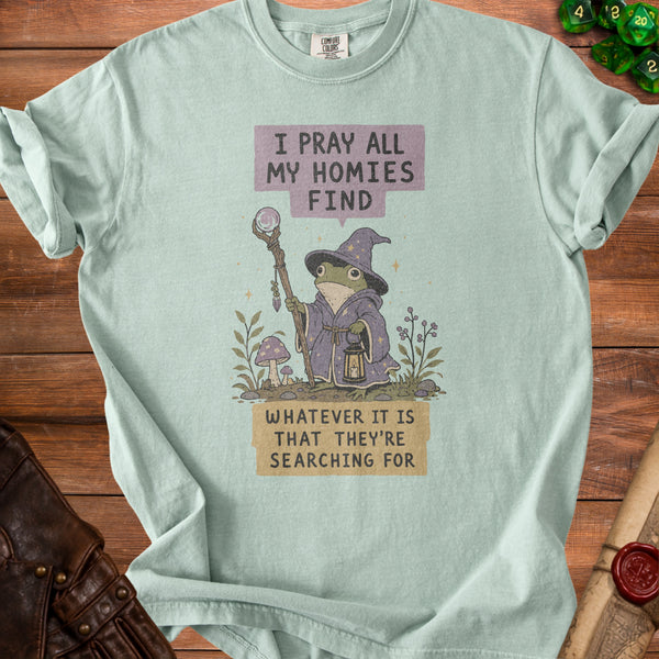 Frog Wizard Positive Vibes T-Shirt in Bay