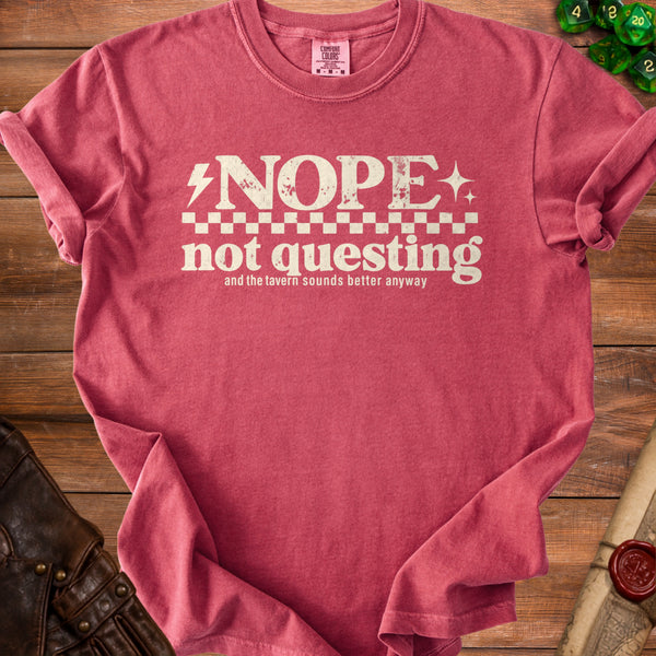 Not Questing T-Shirt in Crimson