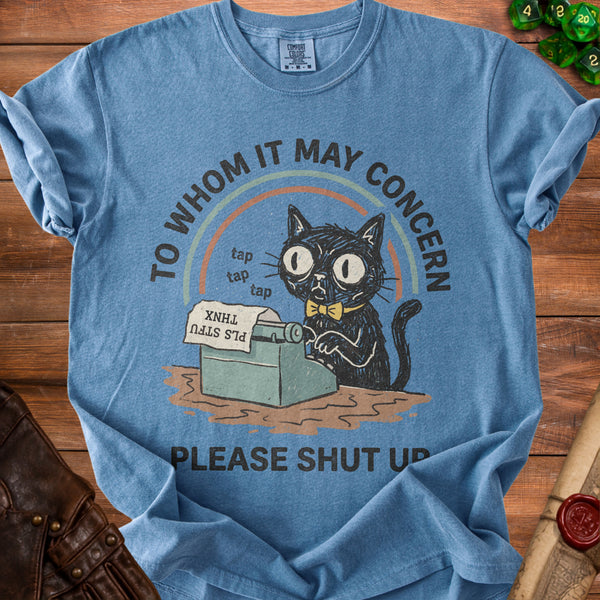 Sarcastic Cat T-shirt in Blue Jean