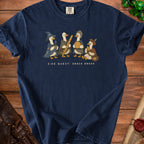 T-shirt with "Side Quest: Snack Break" text and four cartoon ducks in fantasy attire.
