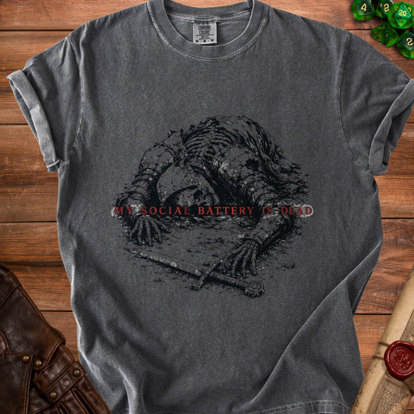 Social Battery Utterly Depleted T-Shirt in Pepper