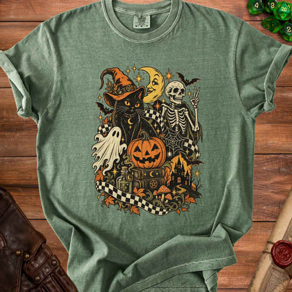 Vintage Halloween T-Shirt in Moss