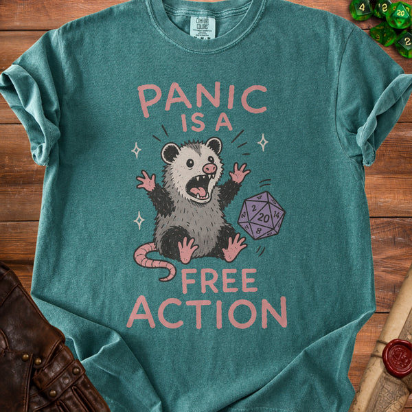Panic Opossum T-Shirt in Blue Spruce