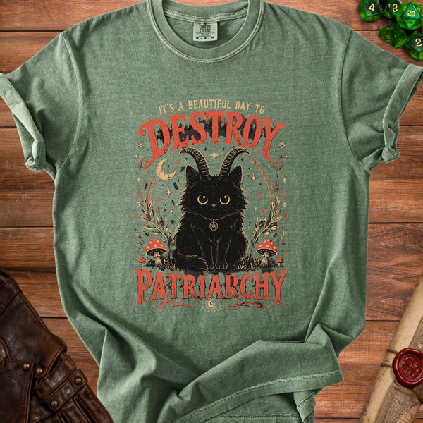 Satanic Kitty T-Shirt in Moss
