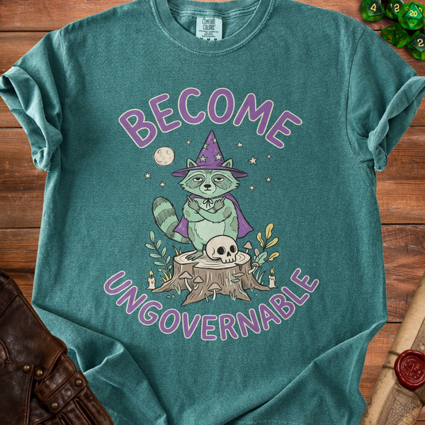 Ungovernable Raccoon T-Shirt in Blue Spruce
