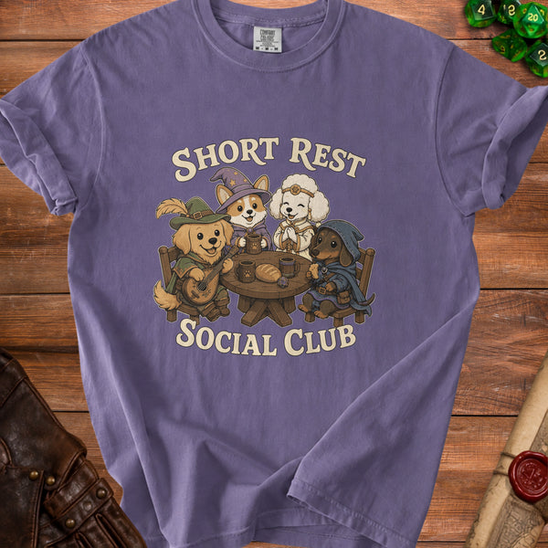 Short Rest Cozy Tavern Vibes T-Shirt in Grape