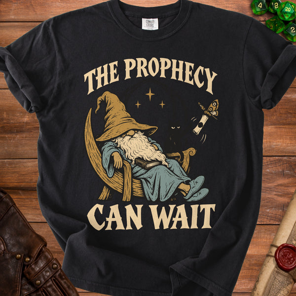 Lazy Wizard Realm Can Wait T-Shirt in Black