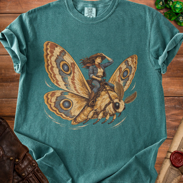 Moth Rider T-Shirt in Blue Spruce