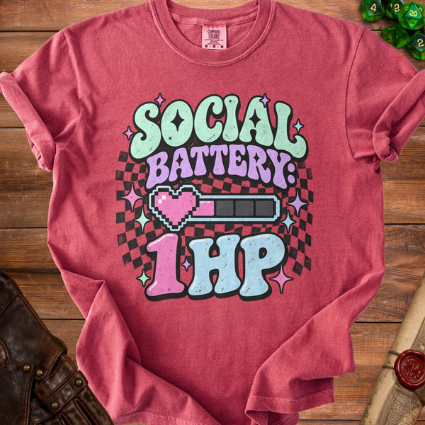 Social Battery T-Shirt in Crimson