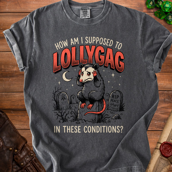 Lollygag Opossum T-Shirt in Pepper