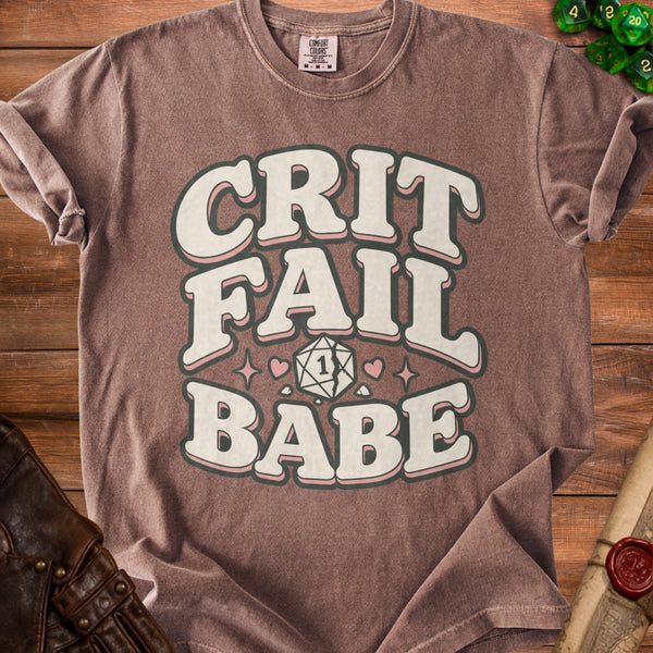 Crit Fail Babe T-shirt in Espresso