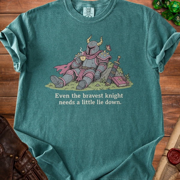 Cozy Resting Knight T-Shirt in Blue Spruce