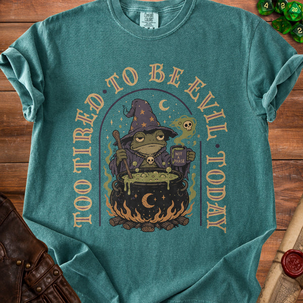 Too Tired Frog T-shirt in Blue Spruce