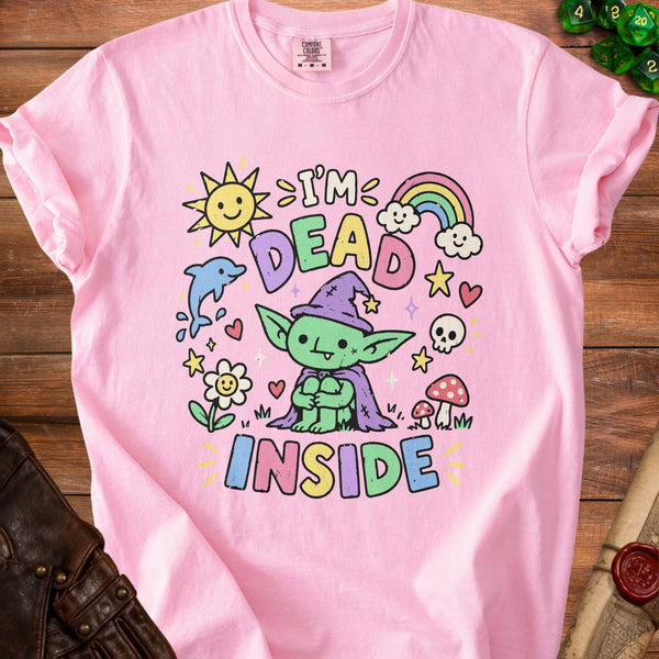 Dead Inside Cute Outside T-Shirt in Blossom