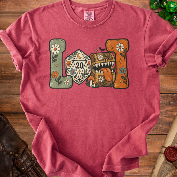 Retro Loot T-Shirt in Crimson