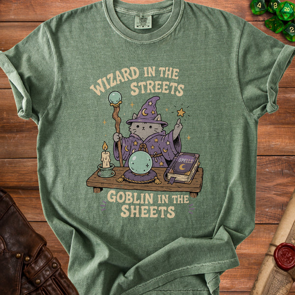 Wizard Cat T-Shirt in Moss