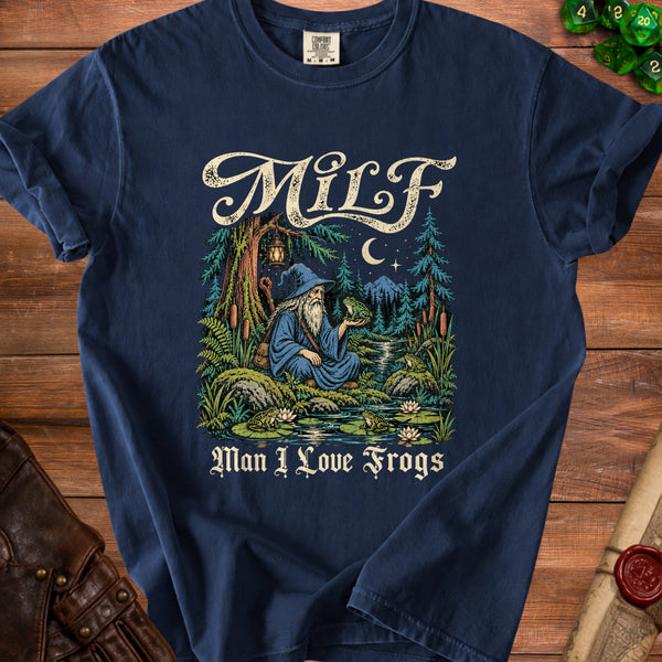 Frog Wizard Pond Magic T-Shirt in True Navy