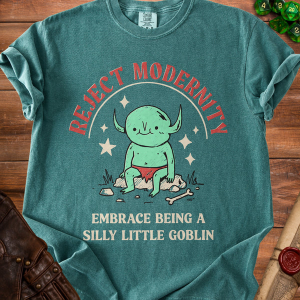 Silly Goblin Quiet Rebellion T-Shirt in Blue Spruce