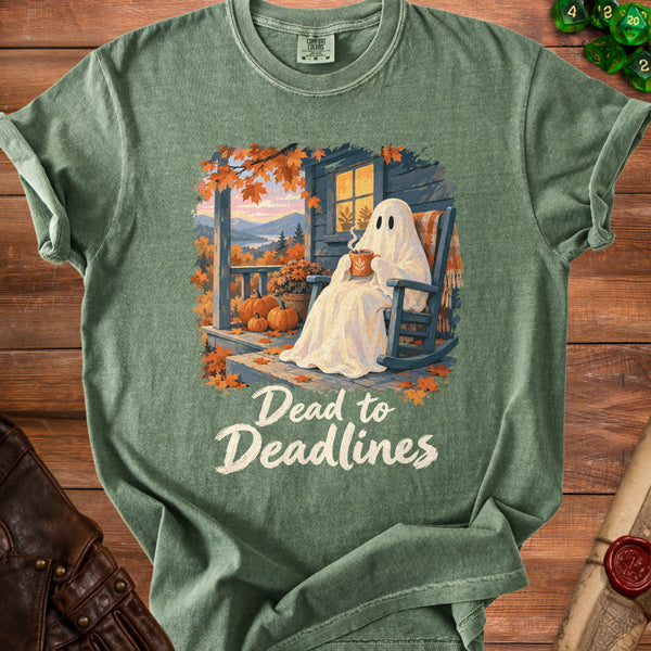 Dead to Deadlines T-shirt in Moss