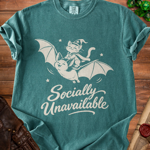 Socially Unavailable Cat T-Shirt in Blue Spruce