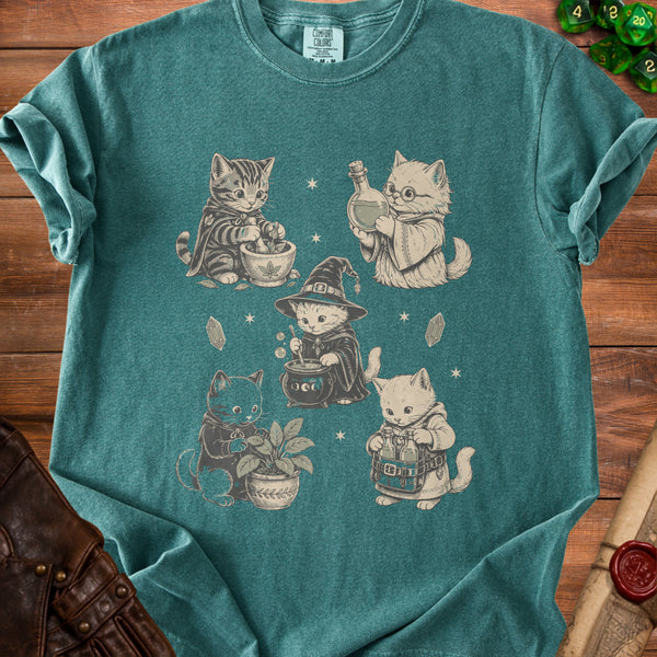 Wizard Cats T-Shirt in Blue Spruce
