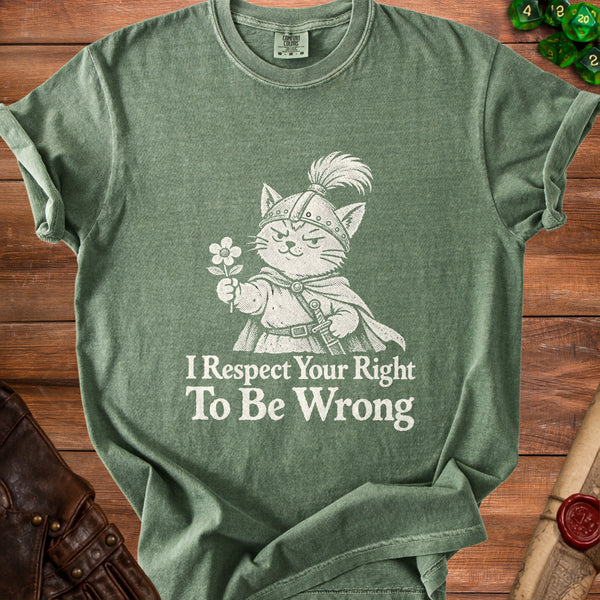Knight Cat Gracefully Unbothered T-Shirt in Moss