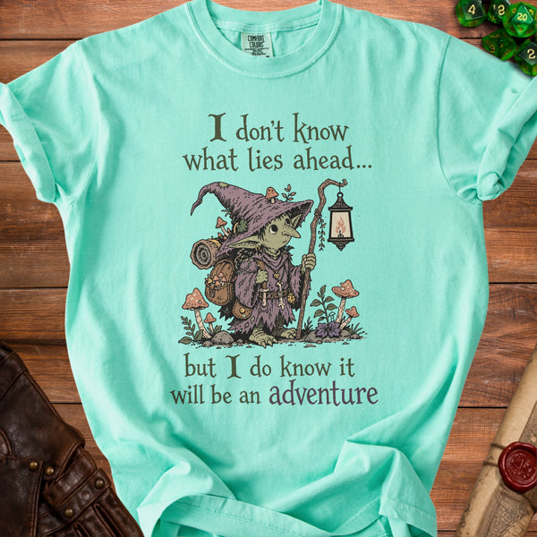 Adventure Awaits Quiet Courage T-Shirt in Island Reef