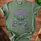 Green t-shirt with "How to Unleash the Old Ones" text and Cthulhu-like creature.