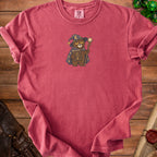 T-shirt with wizard bear graphic reading "Low Spell Slots" and "Comfort Colors" tag.