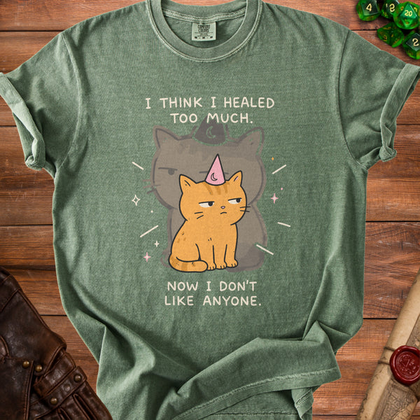 Healed Cat Party T-Shirt in Moss