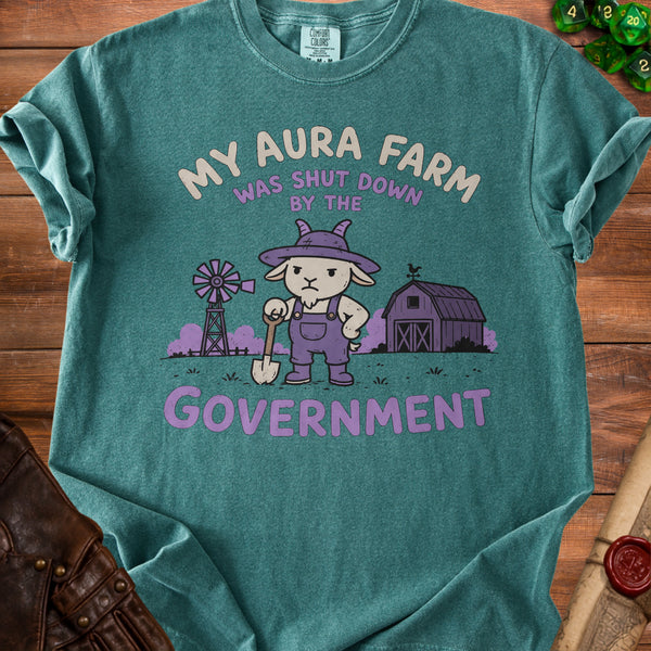 Aura Farm Grind Never Stops T-Shirt in Blue Spruce