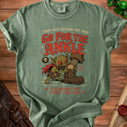 Green t-shirt with goblin biting a boot and text "Go for the ankle".