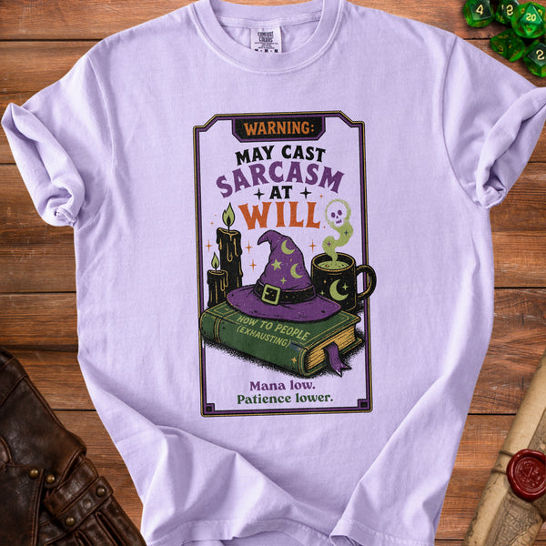 Sarcasm Warning T-shirt in Orchid