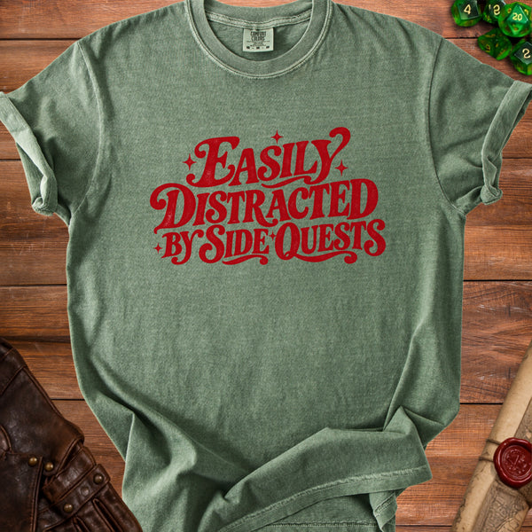 Retro Side Quests T-Shirt in Moss