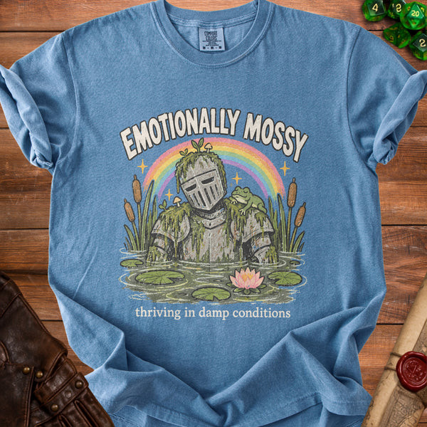 Emotionally Mossy T-Shirt in Blue Jean