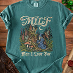 T-shirt with "MILF Man I Love Fae" text and a fantasy scene.