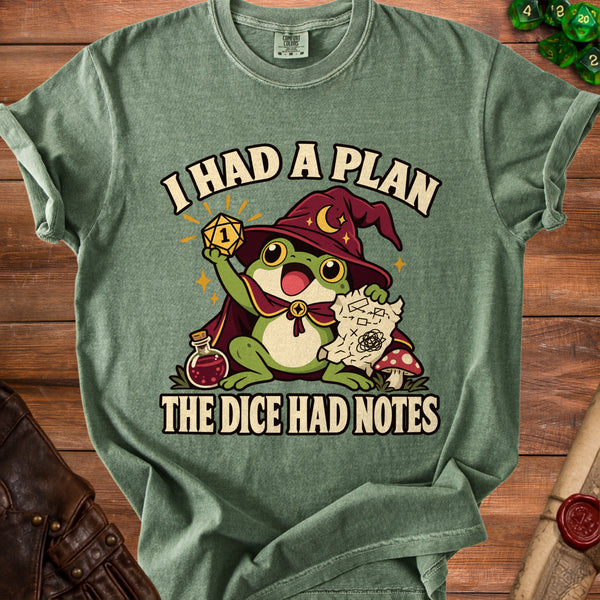 Frog Wizard Dice T-Shirt in Moss